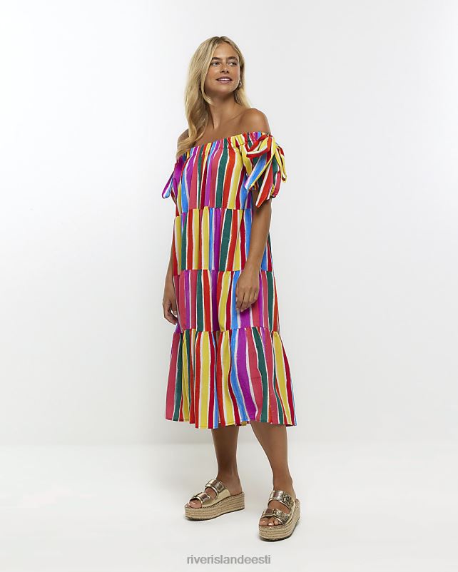 kehakate roosa naised River Island triibuline astmeline smock midi kleit 44TLL4619