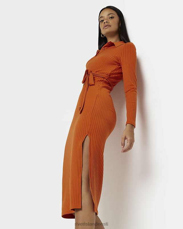 kehakate rooste naised River Island pikkade varrukatega bodycon midi kleit 44TLL472