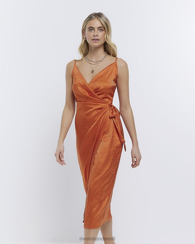 kehakate rooste naised River Island tekstuuriga wrap midi kleit 44TLL1908