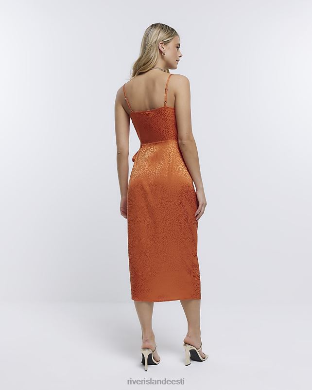 kehakate rooste naised River Island tekstuuriga wrap midi kleit 44TLL1908