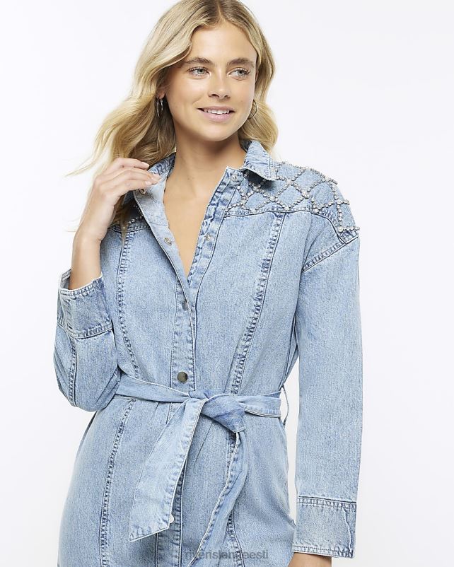 kehakate sinine naised River Island denimkaunistusega midisärkkleit 44TLL4310