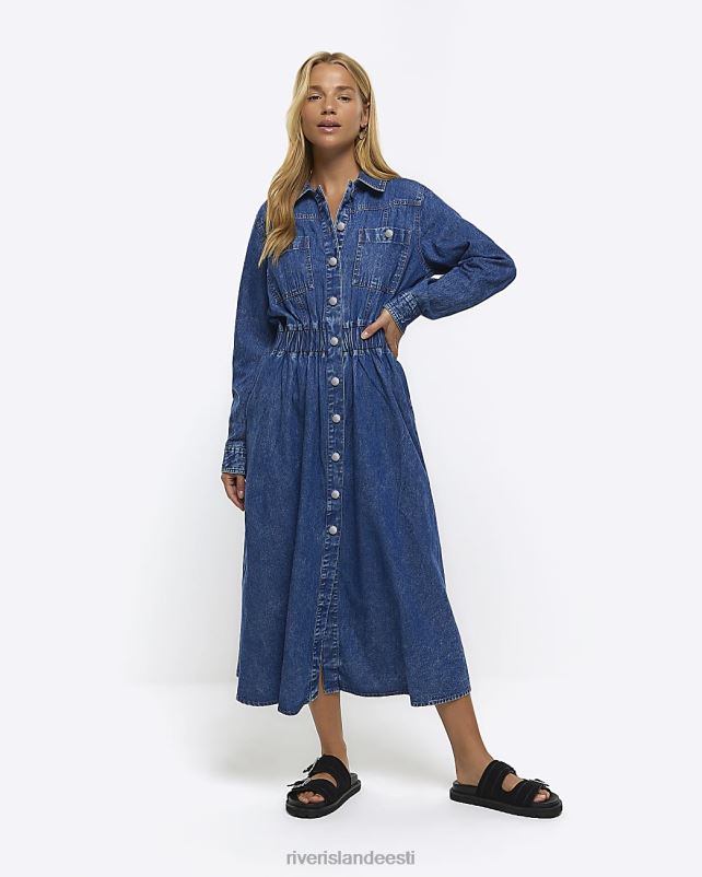 kehakate sinine naised River Island denimsärk midi kleit 44TLL4165