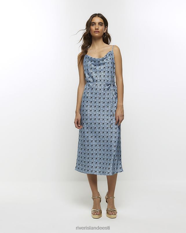 kehakate sinine naised River Island geomeetriline kaelusega midikleit 44TLL783