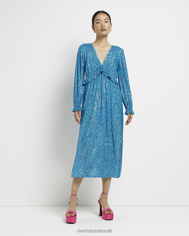 kehakate sinine naised River Island litritega volangiga midikleit 44TLL4961