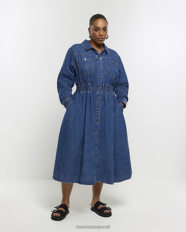 kehakate sinine naised River Island pluss teksasest midisärkkleit 44TLL5038