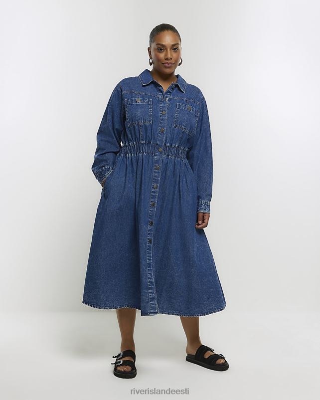 kehakate sinine naised River Island pluss teksasest midisärkkleit 44TLL5038