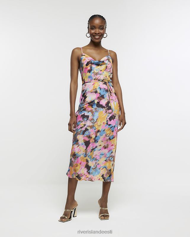 kehakate sinine naised River Island satiin abstraktne slip midi kleit 44TLL784
