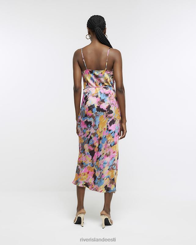 kehakate sinine naised River Island satiin abstraktne slip midi kleit 44TLL784