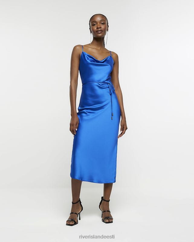 kehakate sinine naised River Island satiinist slip midi kleit 44TLL1012