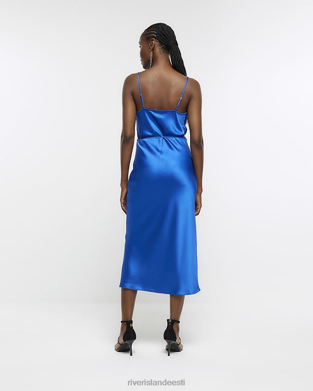 kehakate sinine naised River Island satiinist slip midi kleit 44TLL1012