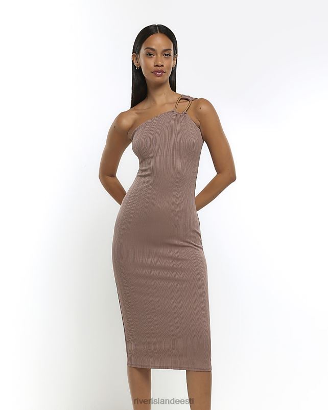 kehakate taupe naised River Island ühe õlaga bodycon midi kleit 44TLL1390