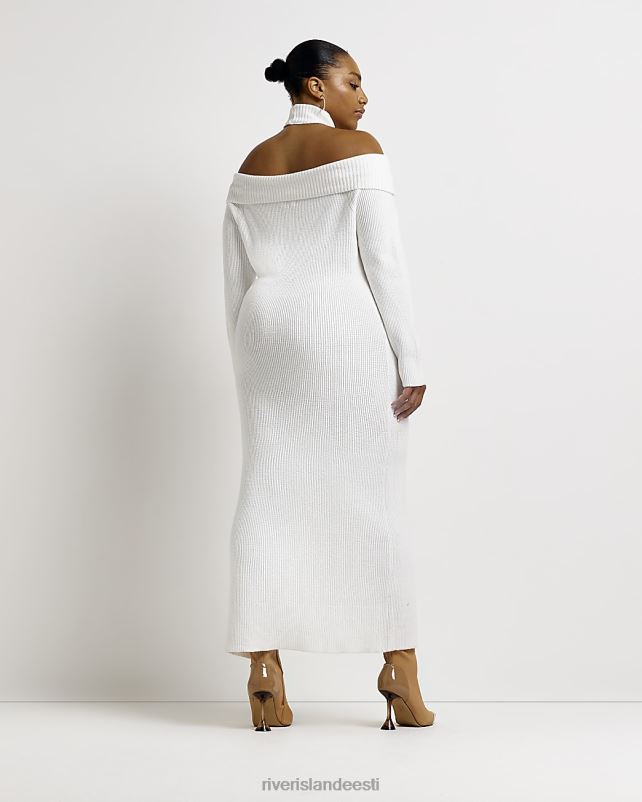 kehakate valge naised River Island pluss kootud bardot bodycon midikleit 44TLL5194