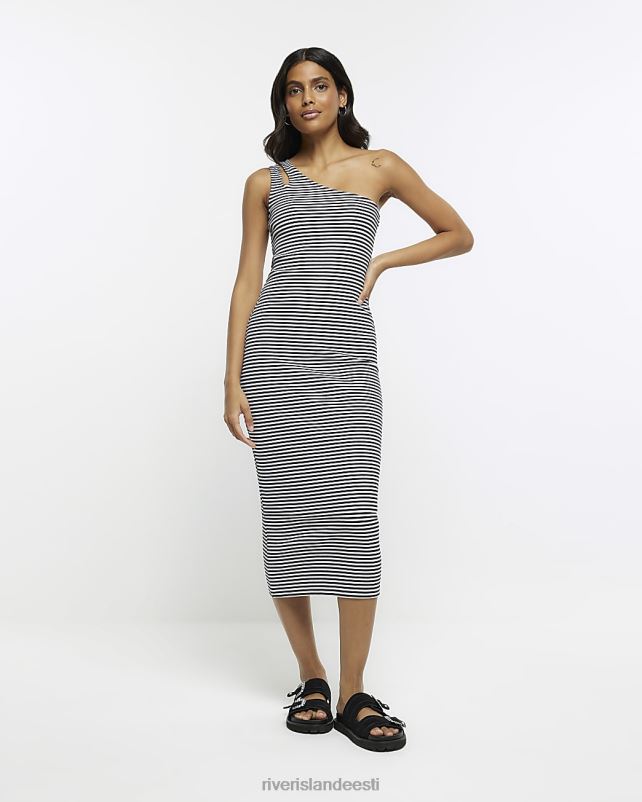 kehakate valge naised River Island ribi asümmeetriline bodycon midi kleit 44TLL1130