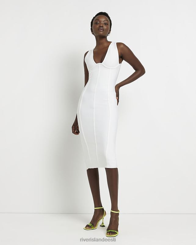 kehakate valge naised River Island varrukateta bodycon midi kleit 44TLL2079