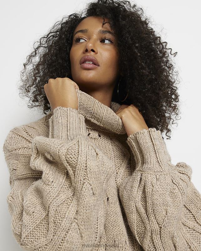 kehakate beež naised River Island kaabliga kootud mini kampsun särk 44TLL598