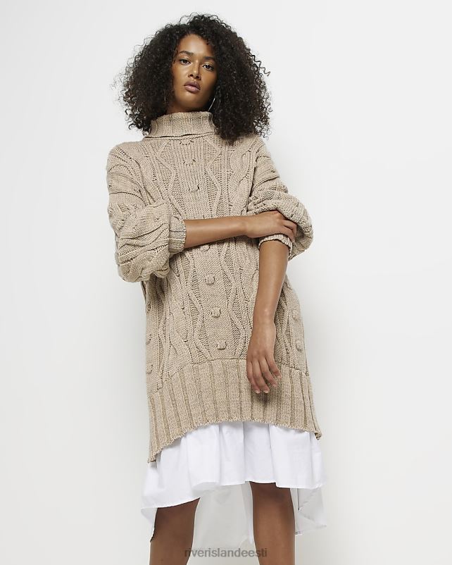 kehakate beež naised River Island kaabliga kootud mini kampsun särk 44TLL598