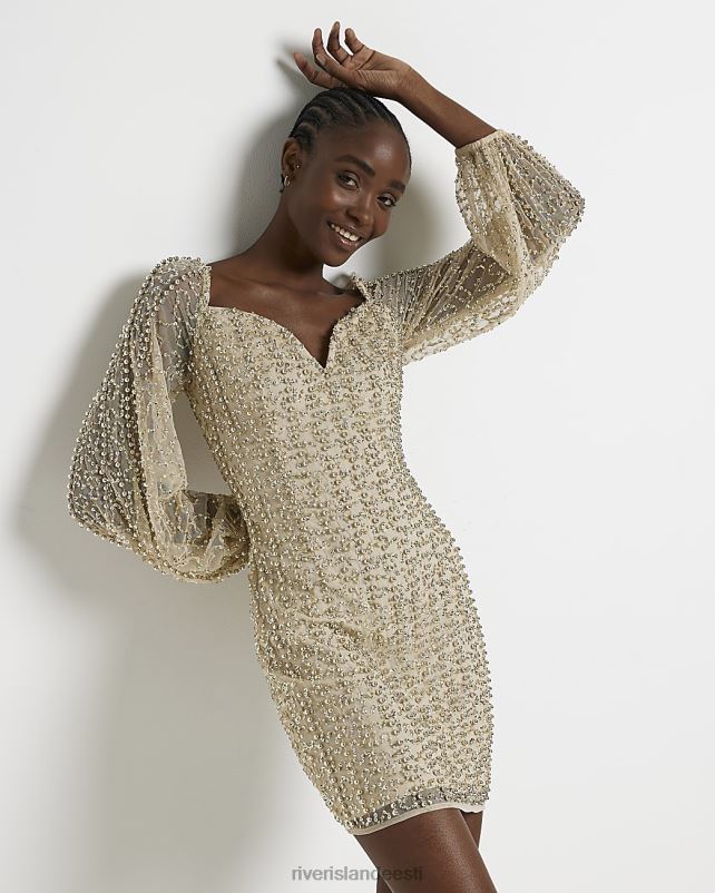 kehakate beež naised River Island kaunistatud bodycon minikleit 44TLL4970