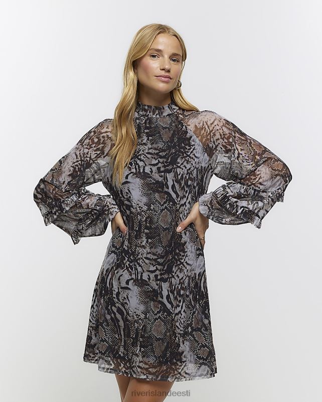 kehakate beež naised River Island loomamustriga sats shift minikleit 44TLL3923