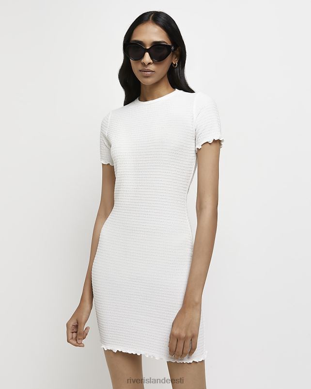 kehakate ekru naised River Island shirred bodycon minikleit 44TLL2189