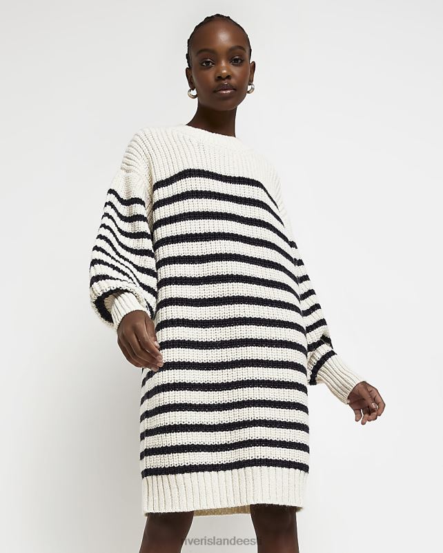 kehakate ekru naised River Island triibuga kootud kampsun minikleit 44TLL4838