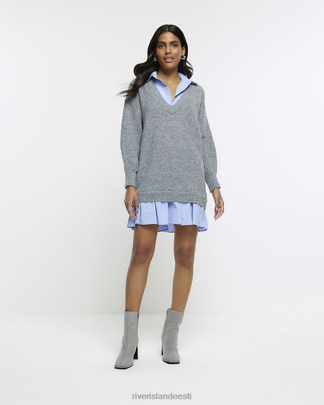 kehakate hall naised River Island kootud hübriidne kampsun minikleit 44TLL193