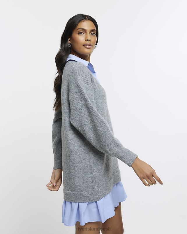 kehakate hall naised River Island kootud hübriidne kampsun minikleit 44TLL193