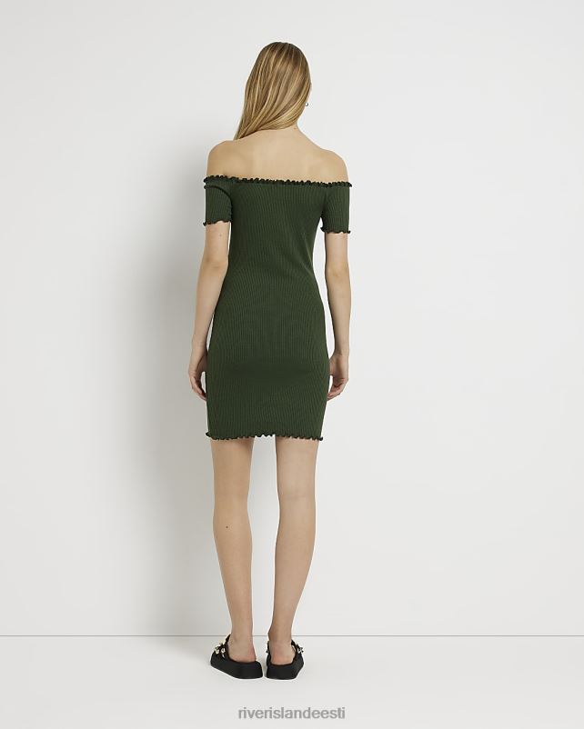 kehakate khaki naised River Island bardot bodycon minikleit 44TLL2159