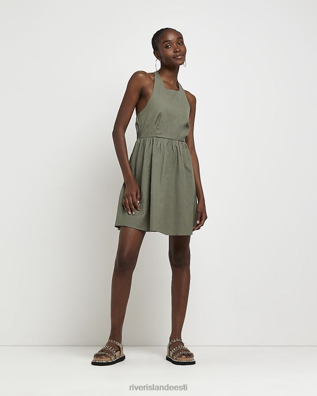 kehakate khaki naised River Island linasegust päitsetega rula minikleit 44TLL1491