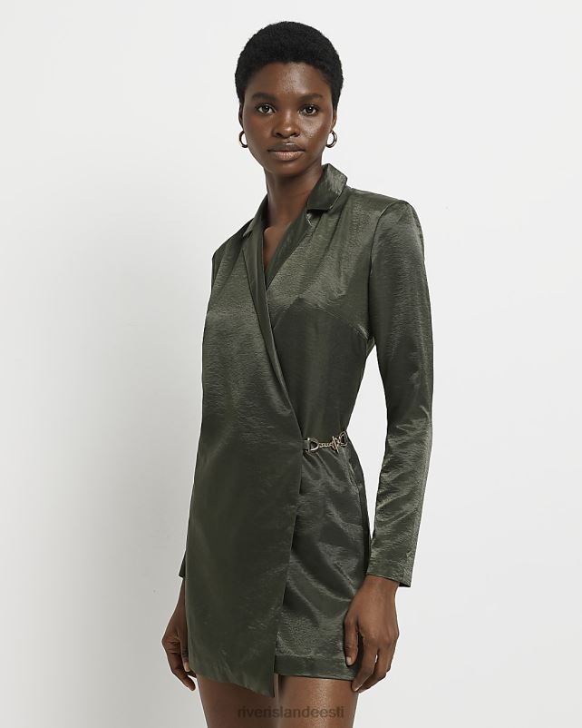 kehakate khaki naised River Island satiinist mini bleiserkleit 44TLL2041