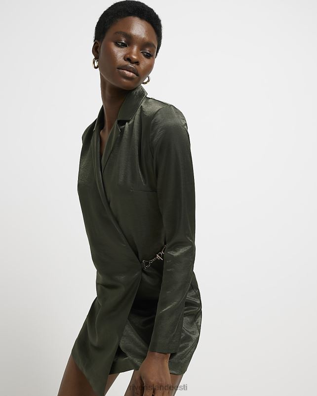 kehakate khaki naised River Island satiinist mini bleiserkleit 44TLL2041