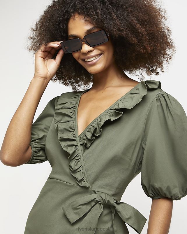 kehakate khaki naised River Island wrap mini kleit 44TLL1408