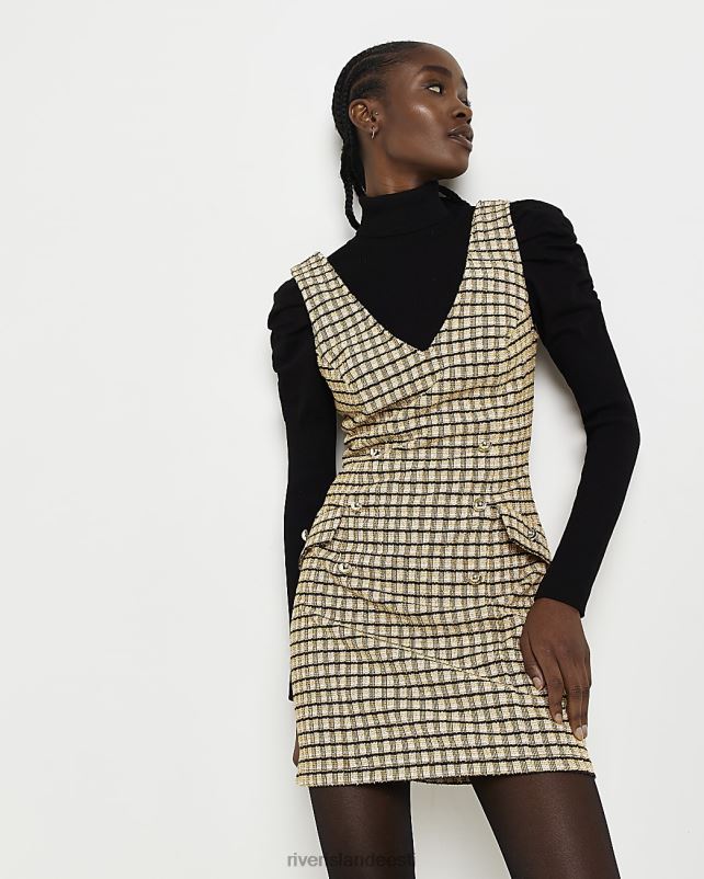 kehakate kollane naised River Island boucle check shift minikleit 44TLL465