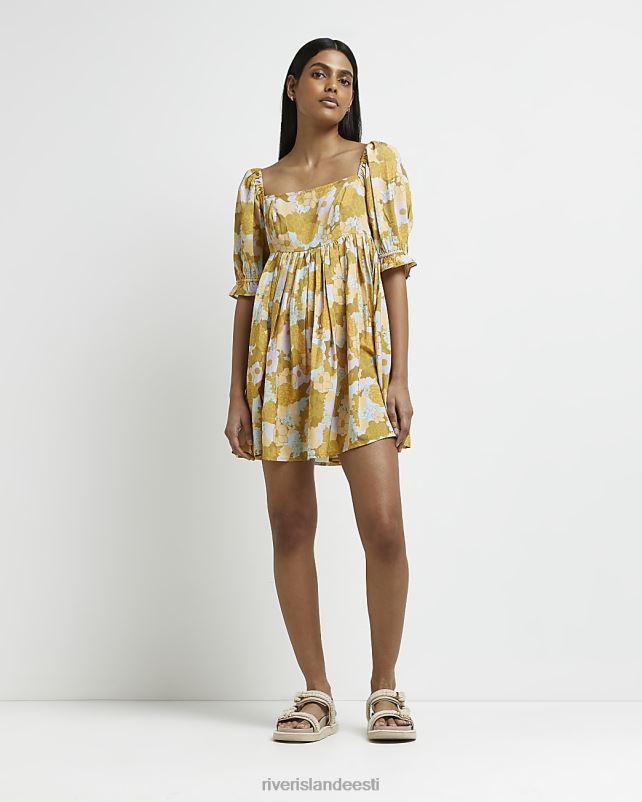 kehakate kollane naised River Island lilleline minikleit 44TLL5061