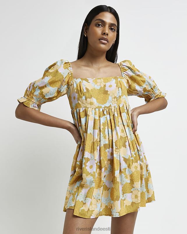 kehakate kollane naised River Island lilleline minikleit 44TLL5061