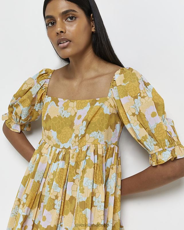 kehakate kollane naised River Island lilleline minikleit 44TLL5061