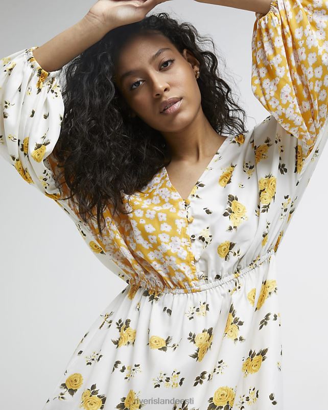 kehakate kollane naised River Island lilleline smock minikleit 44TLL2181