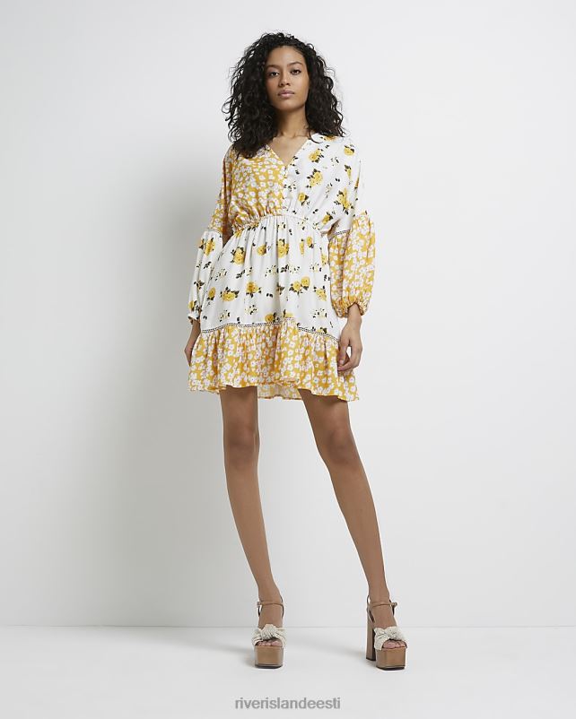 kehakate kollane naised River Island lilleline smock minikleit 44TLL2181