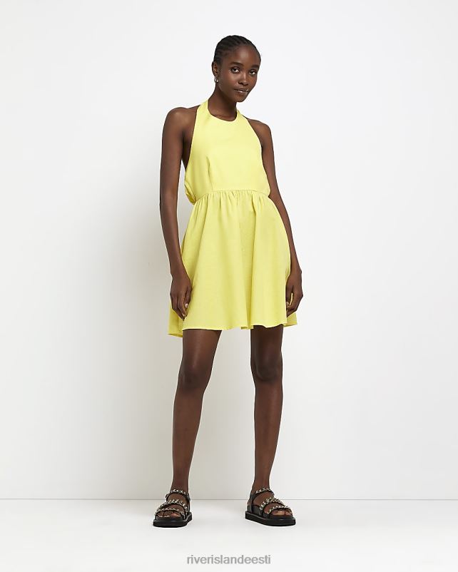 kehakate kollane naised River Island linase päitsetega minikleit 44TLL1492