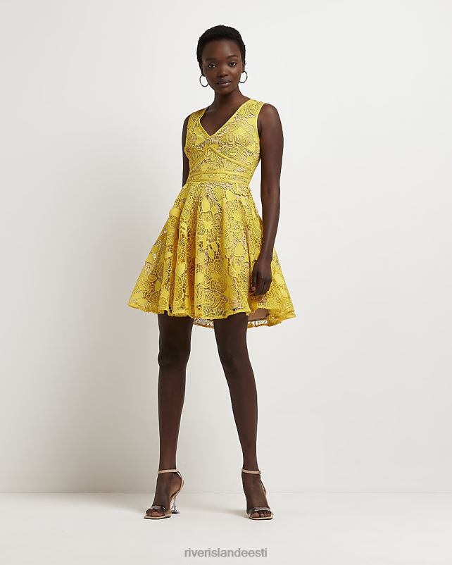 kehakate kollane naised River Island pitsist minikleit 44TLL2098