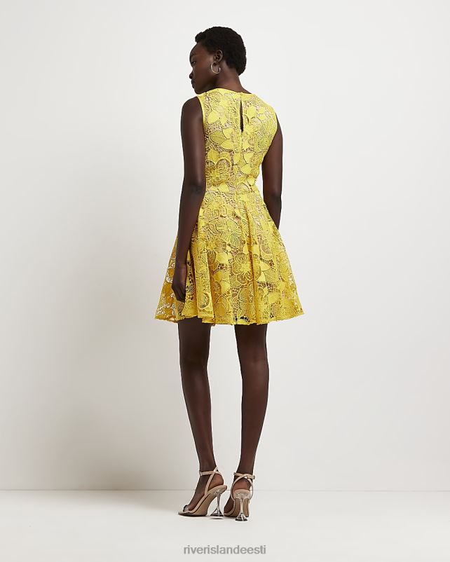 kehakate kollane naised River Island pitsist minikleit 44TLL2098