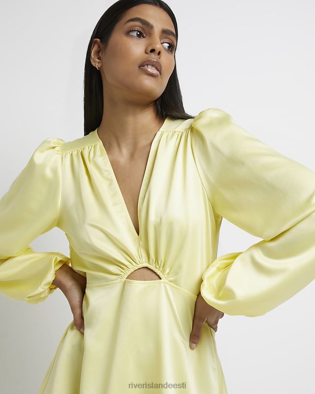 kehakate kollane naised River Island satiinist lõigatud minikleit 44TLL2009