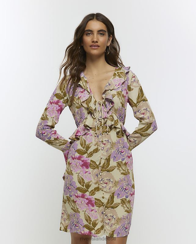 kehakate kreem naised River Island lilleline volangiga minikleit 44TLL1212