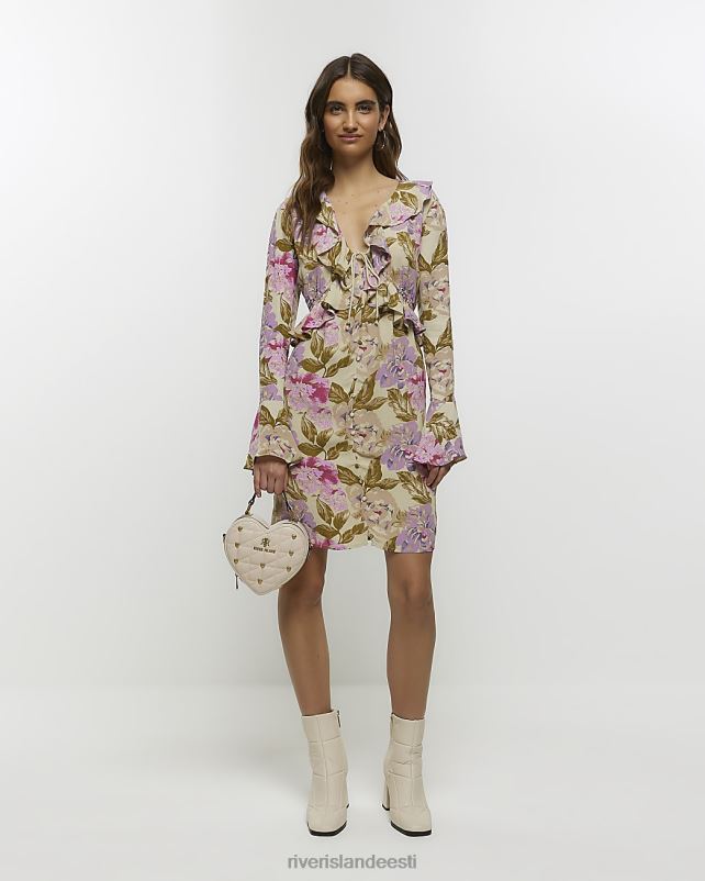 kehakate kreem naised River Island lilleline volangiga minikleit 44TLL1212