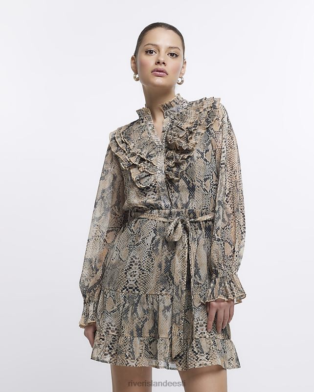 kehakate kreem naised River Island loomamustriga satsiga minisärkkleit 44TLL1858