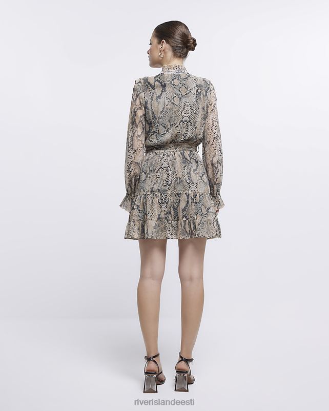 kehakate kreem naised River Island loomamustriga satsiga minisärkkleit 44TLL1858