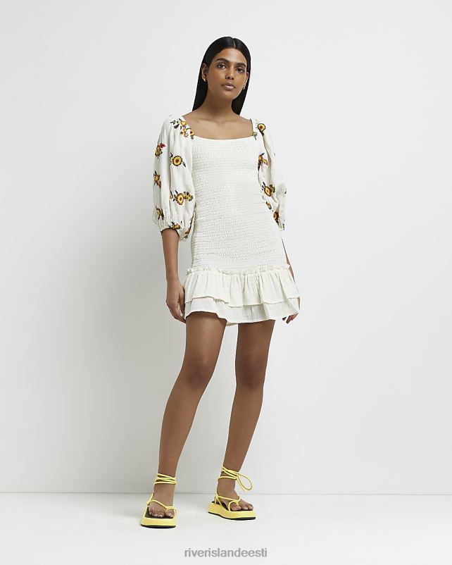 kehakate kreem naised River Island shirred bodycon minikleit 44TLL2173