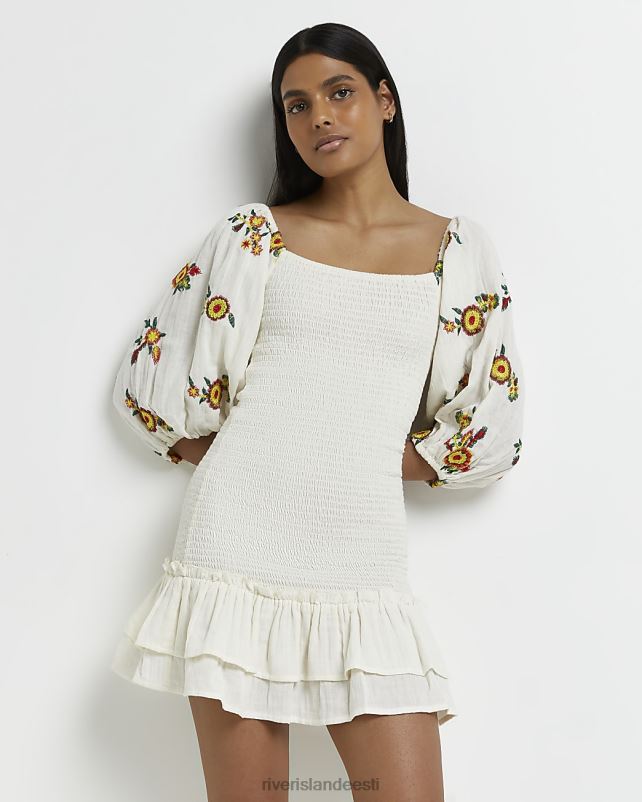 kehakate kreem naised River Island shirred bodycon minikleit 44TLL2173