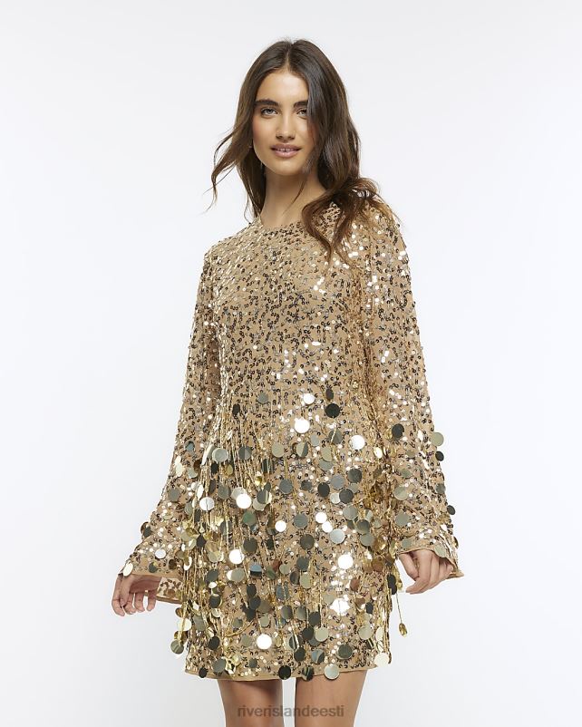 kehakate kullast naised River Island litritega detailiga bodycon minikleit 44TLL3740