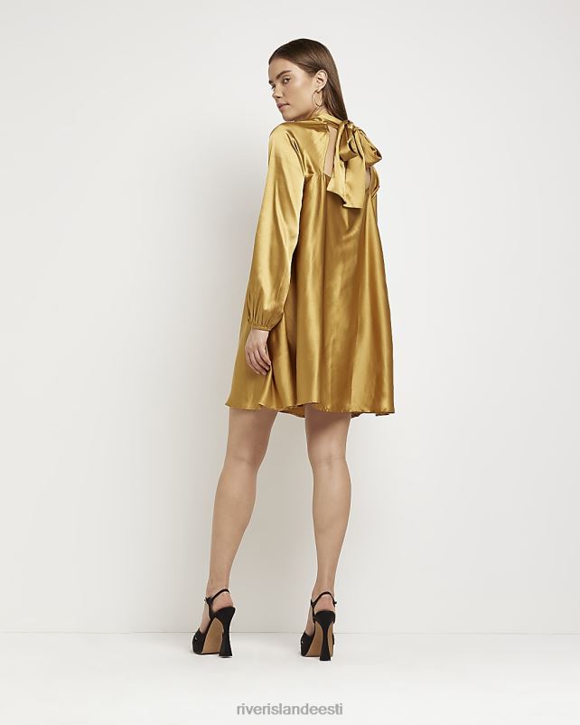 kehakate kullast naised River Island satiinist mähisega swing minikleit 44TLL4977