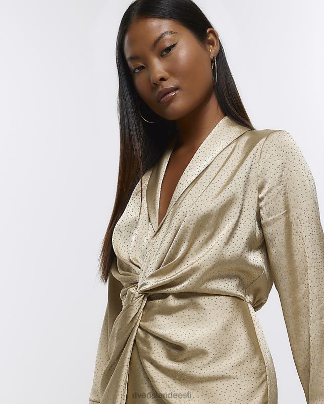 kehakate kullast naised River Island väikese eesmise sõlmega bodycon minikleit 44TLL5225